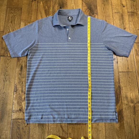 FJ FootJoy Golf Polo Men’s XL Heathered Blue Aqua Stripes Performance - Picture 3 of 6